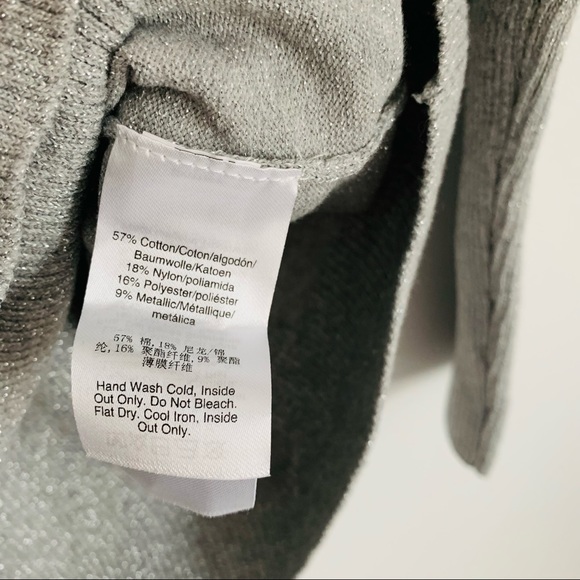 DKNY Metallic Silver Ribbed Stretch Sweater - Picture 6 of 6